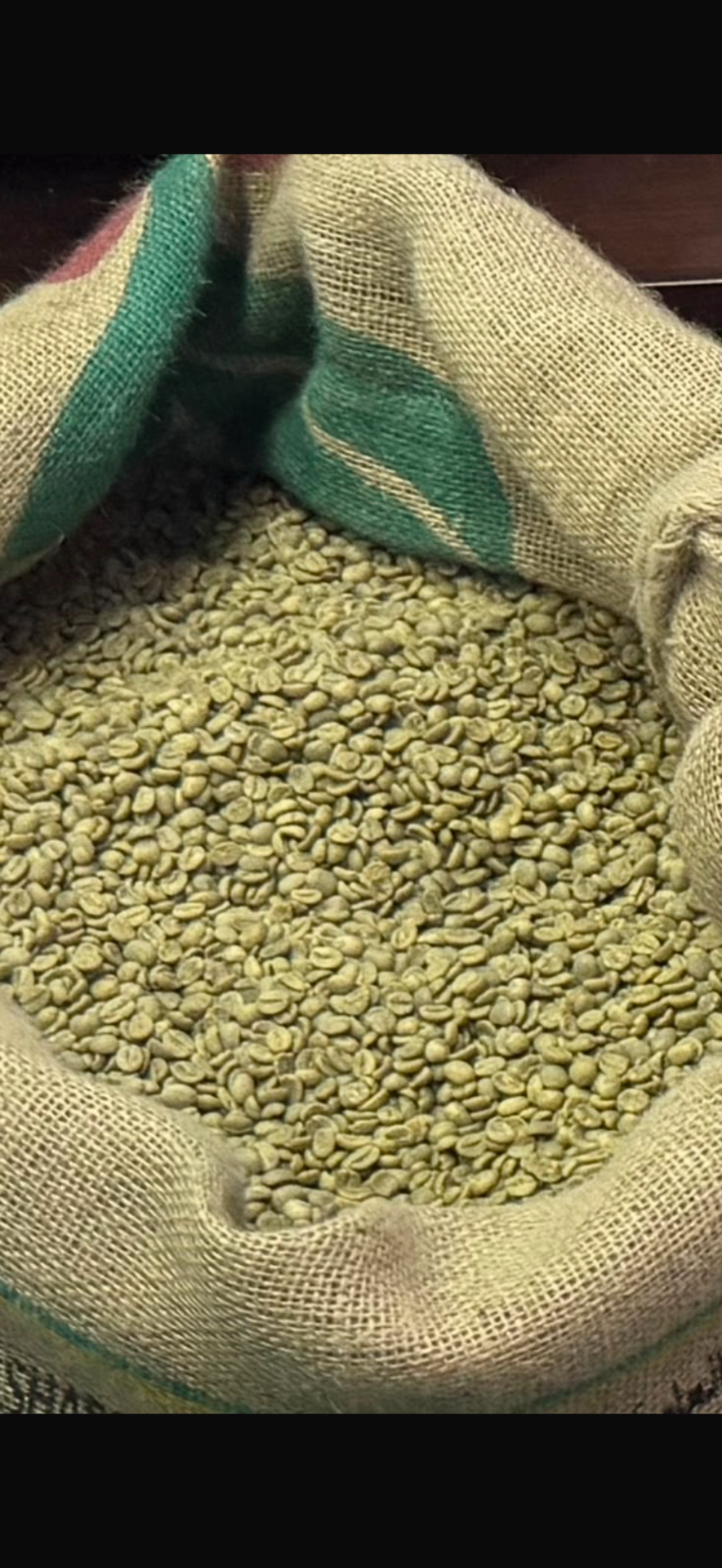 groene ongebrande arabica bonen in een jutezak